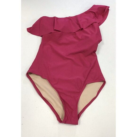 Kona Sol Women's Ruffle One Shoulder One Piece Swimsuit Pink Size Medium 8-10 🩷 - Picture 1 of 5